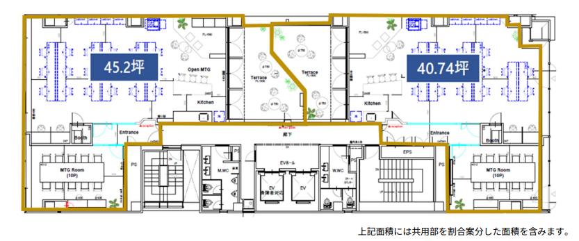 会議室造作済み！ 専用テラスあり！の居抜き賃貸オフィス物件(約45坪) ｜居抜きオフィス物件検索サイト【vivit-ビビット】（2）