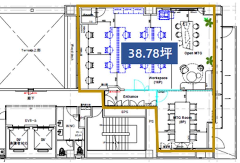 共有ラウンジあり！ 天井一部スケルトン！の居抜き賃貸オフィス物件(約40坪) ｜居抜きオフィス物件検索サイト【vivit-ビビット】（2）