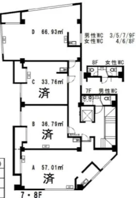 CROSS MITA(旧メゾン富士)ビルの基準階図面