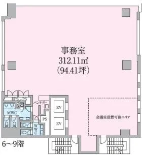 CIRCLES五反田(サークルズ五反田)ビルの基準階図面