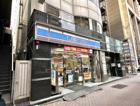 地上に出て外堀通り沿いを新橋駅方面に向かって進むとローソンが見える。ローソンの少し左にある細い道に入るとビルに着く