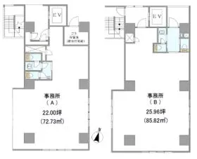Biz Feel 茅場町(旧:SNT日本橋ビル)の基準階図面