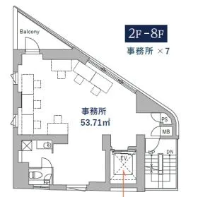 グランデュオ内藤町ビルの基準階図面