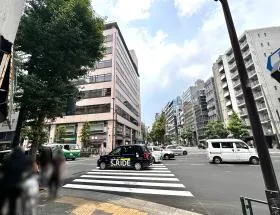 横断歩道を渡る
