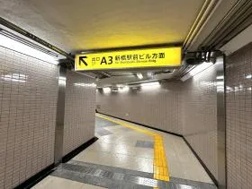 A3出入口から地上に出る（地上に出て左に進み、横断歩道で反対側に渡れば当ビル着）