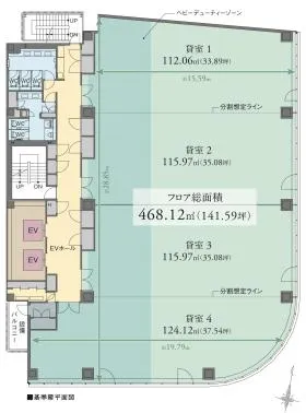 仙台中央ビルの基準階図面
