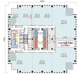 WeWork Global Gate Nagoyaビルの基準階図面