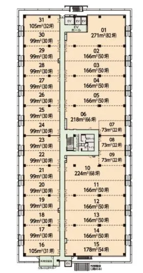 三井リンクラボ新木場2ビルの基準階図面
